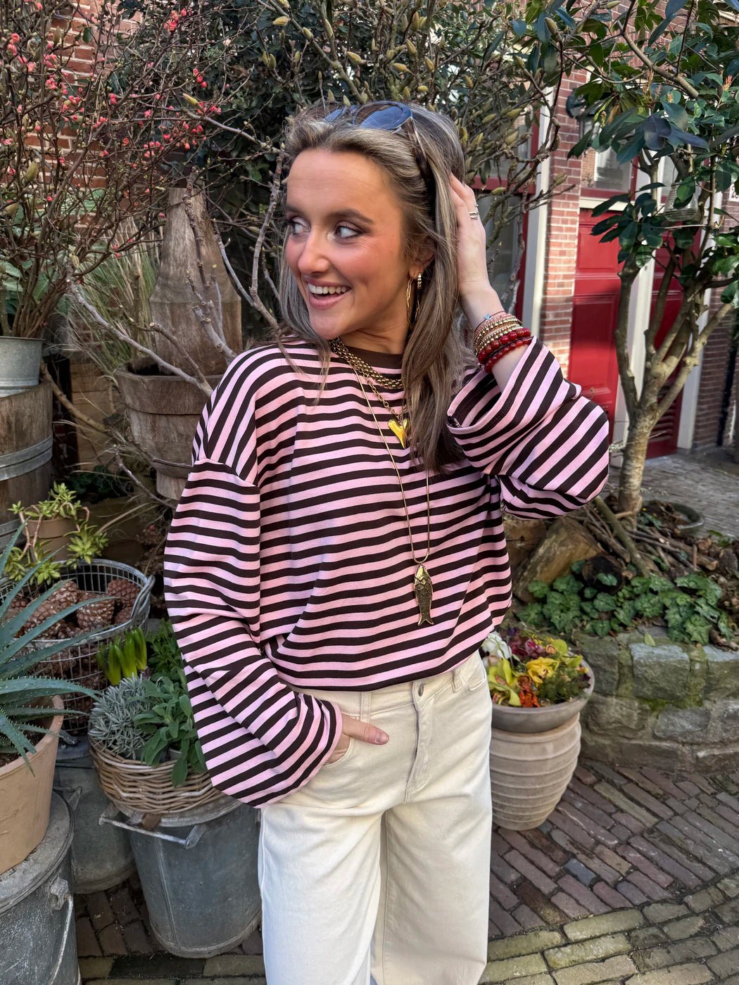 Maud longsleeve roze/bruin - Project 35