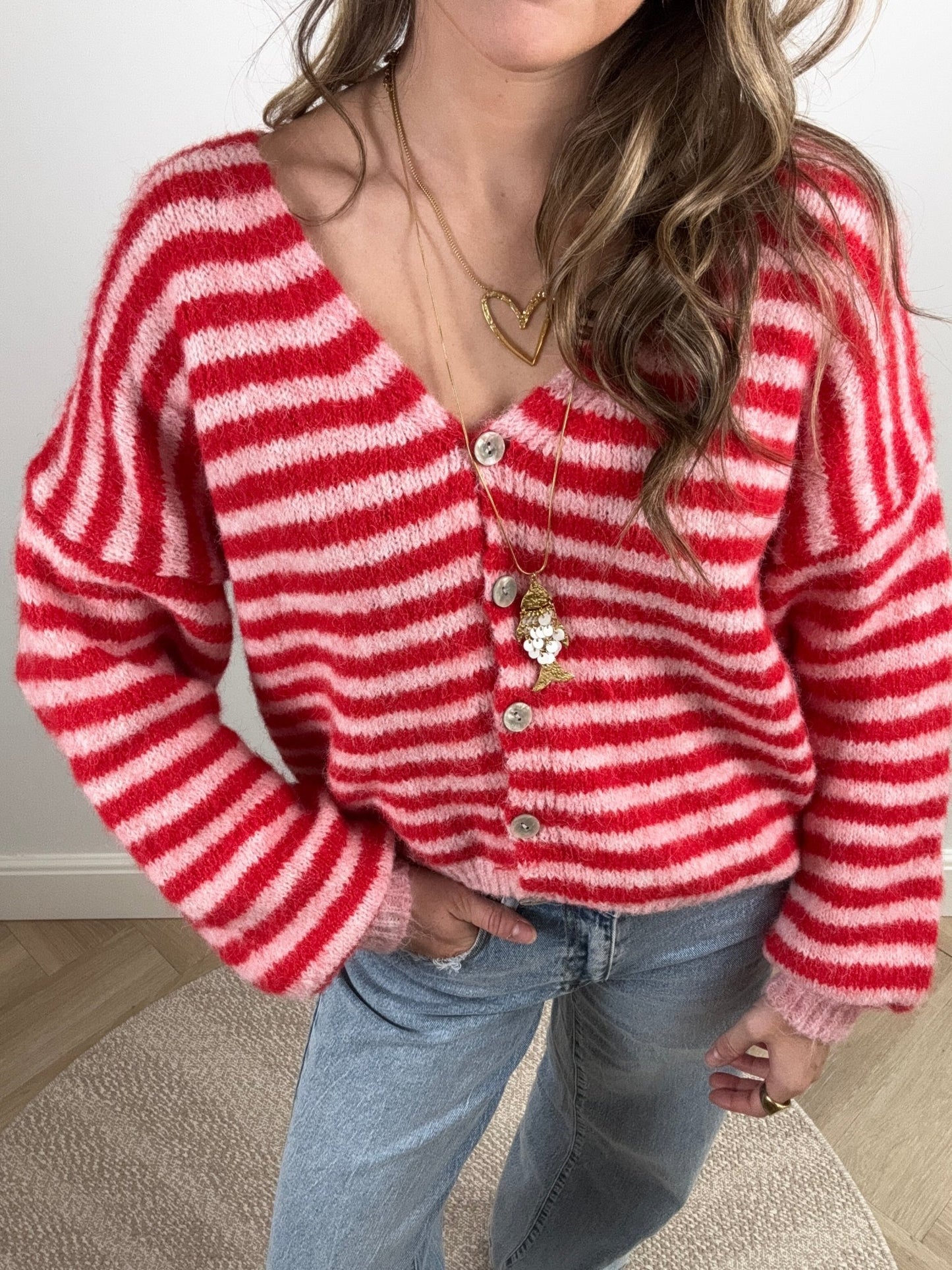 Maya knit striped (rood/roze) - Project 35