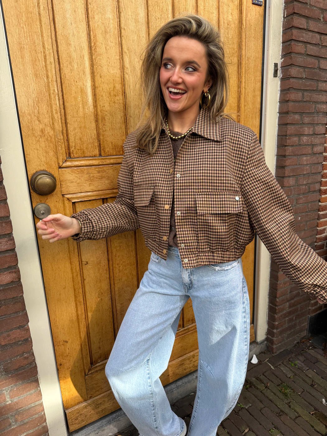 Mees jasje geruit bruin - Project 35