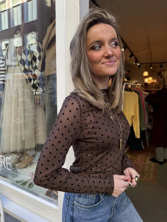 Mesh top dots bruin - Project 35