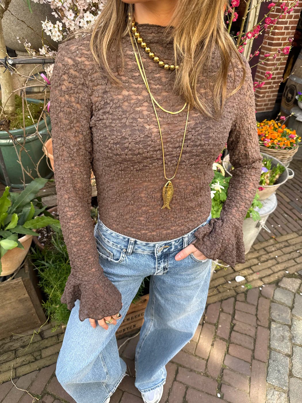 Mesh top flowers brown - Project 35