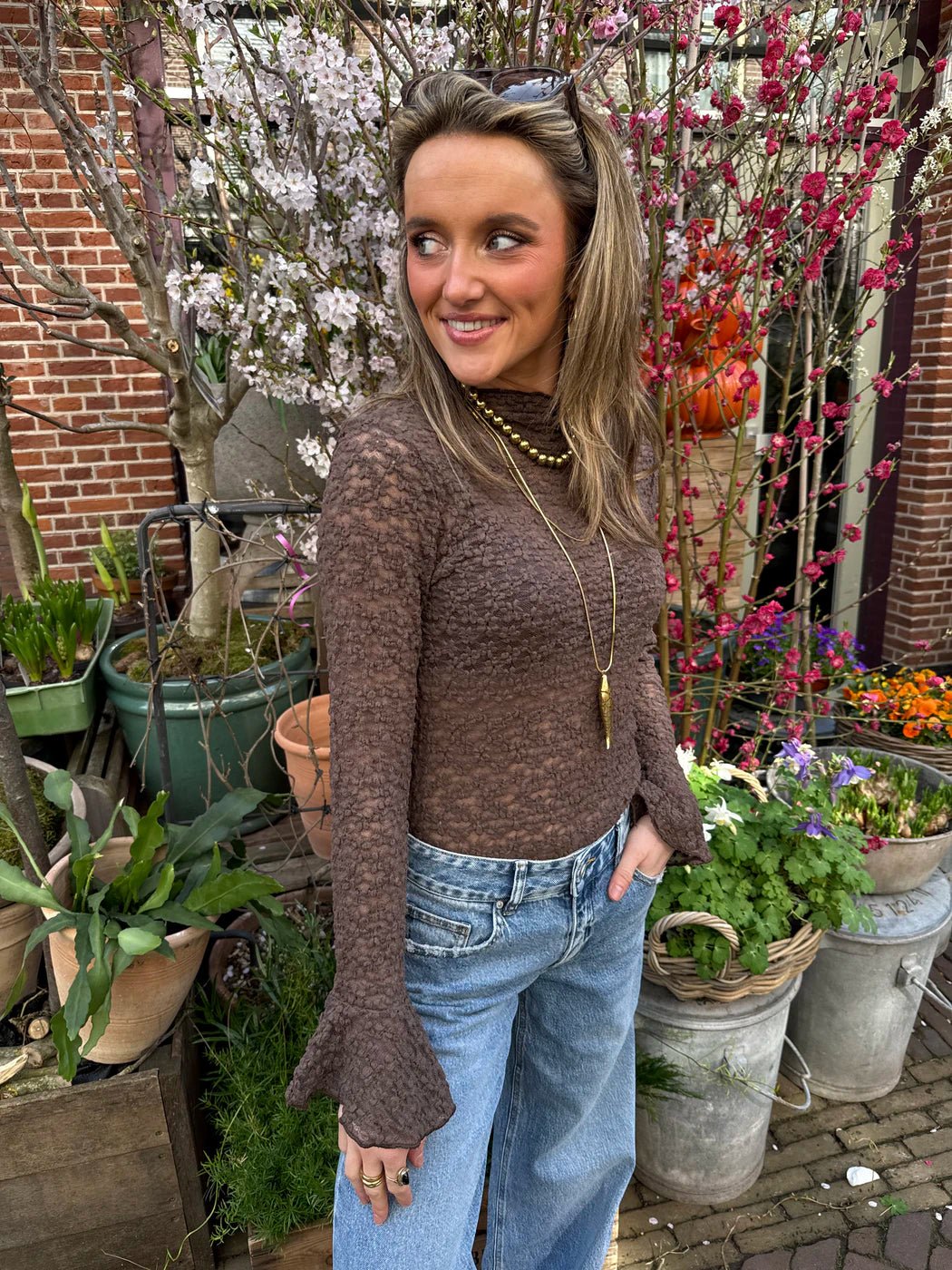 Mesh top flowers brown - Project 35