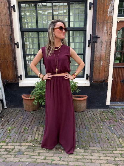 Mila tweedelige set maxi rok en top burgundy - Project 35