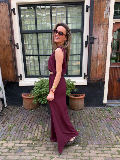 Mila tweedelige set maxi rok en top burgundy - Project 35