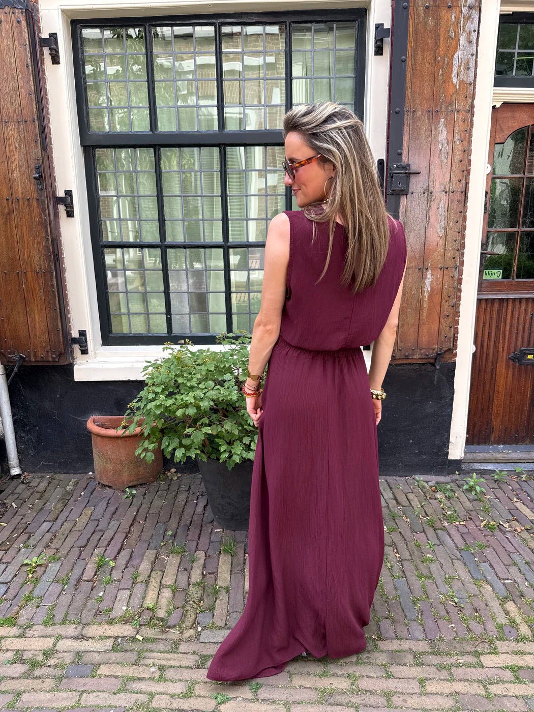 Mila tweedelige set maxi rok en top burgundy - Project 35