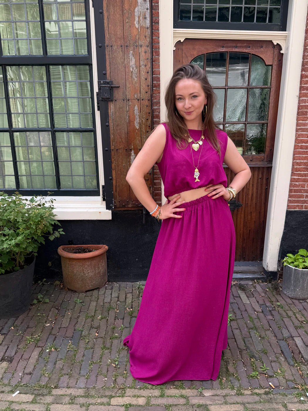 Mila tweedelige set maxi rok en top cyclaam - Project 35