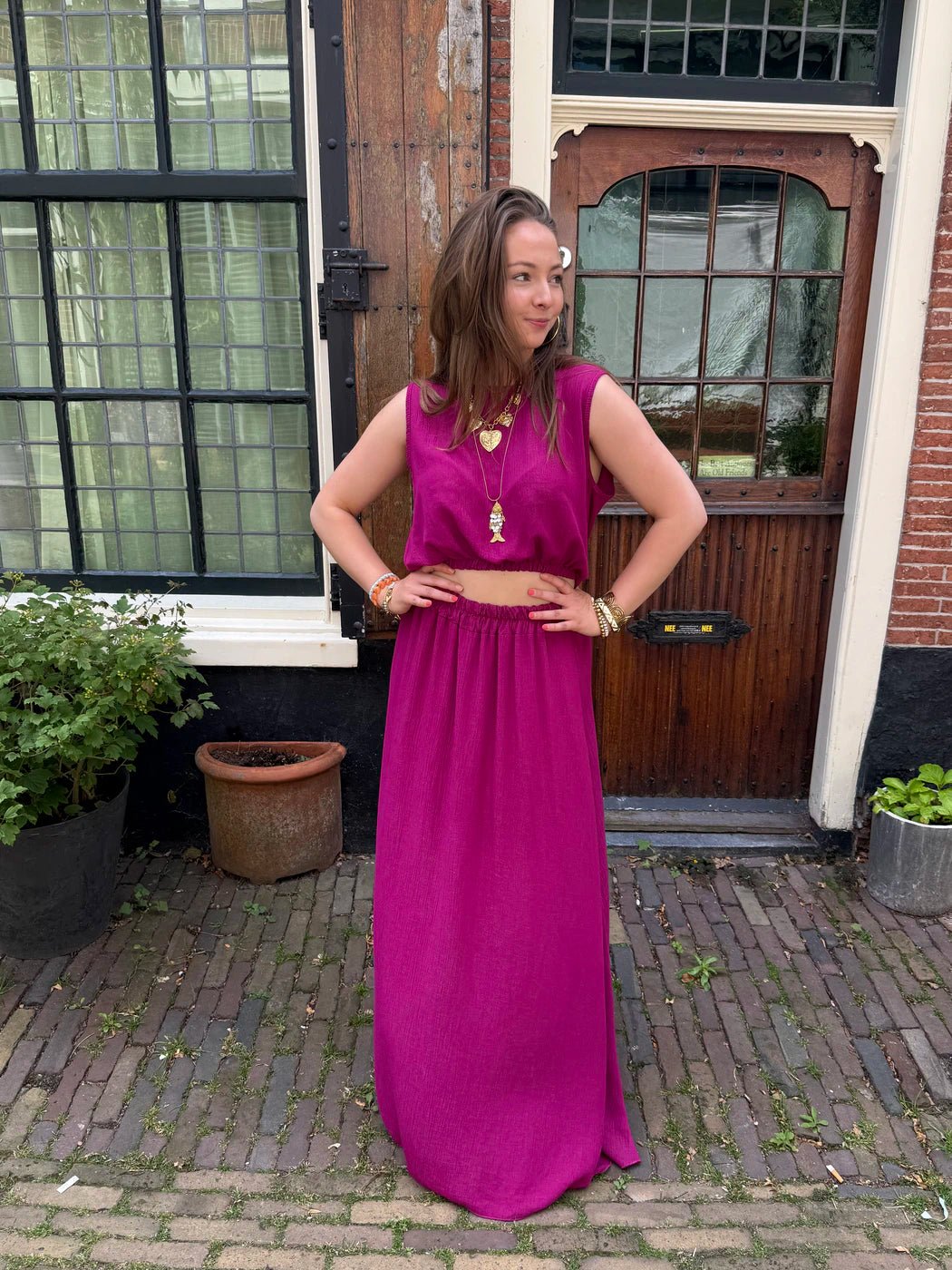 Mila tweedelige set maxi rok en top cyclaam - Project 35