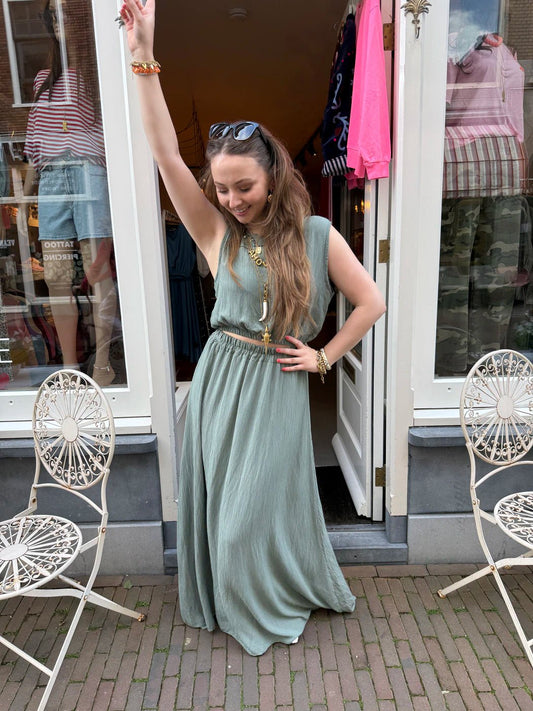 Mila tweedelige set maxi rok en top groen - Project 35
