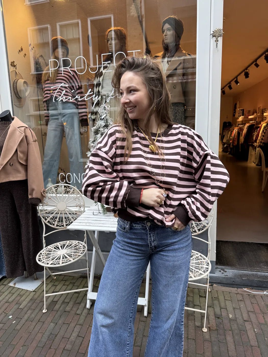 Miley sweater brown/pink - Project 35