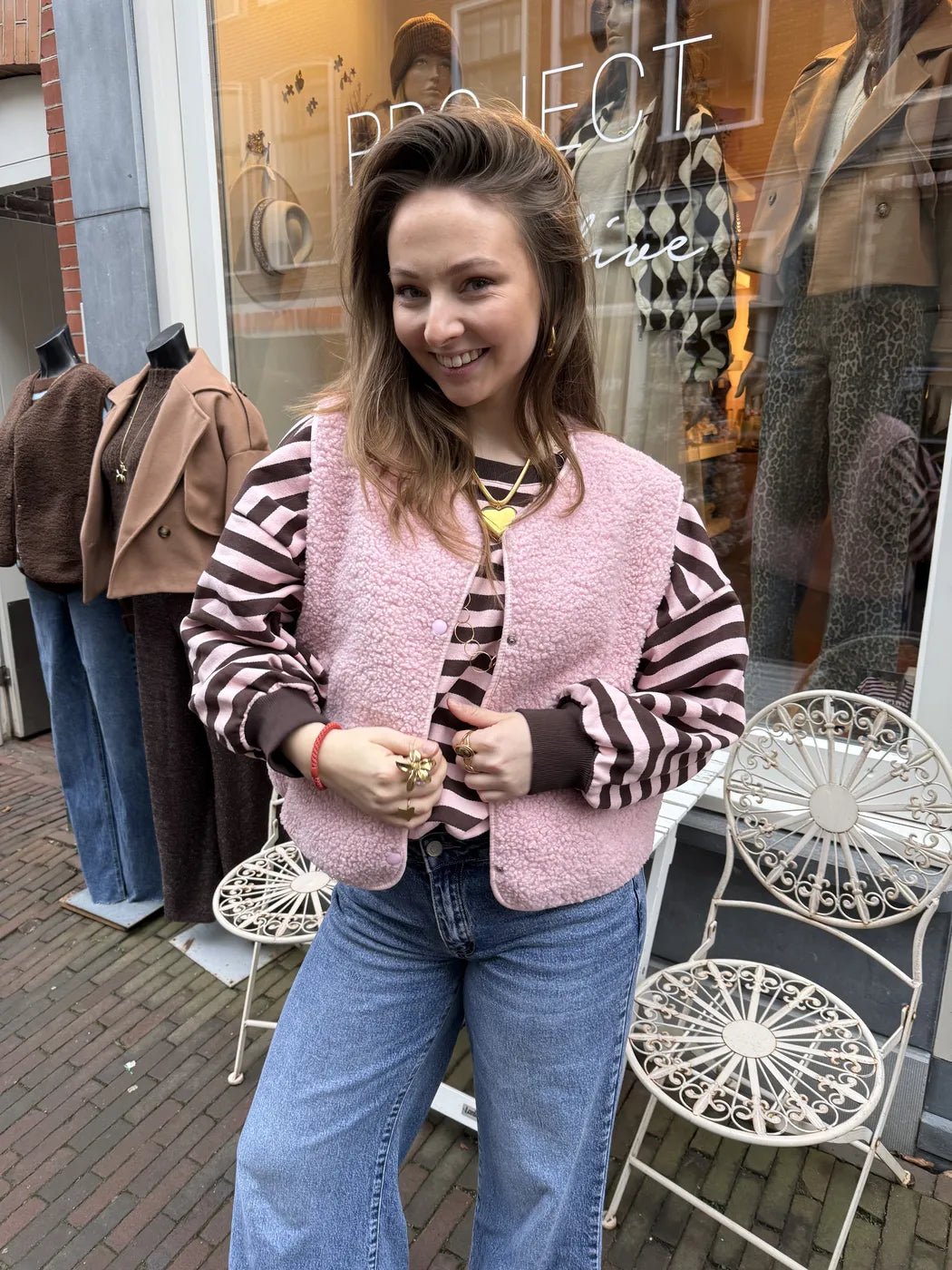 Miley sweater brown/pink - Project 35