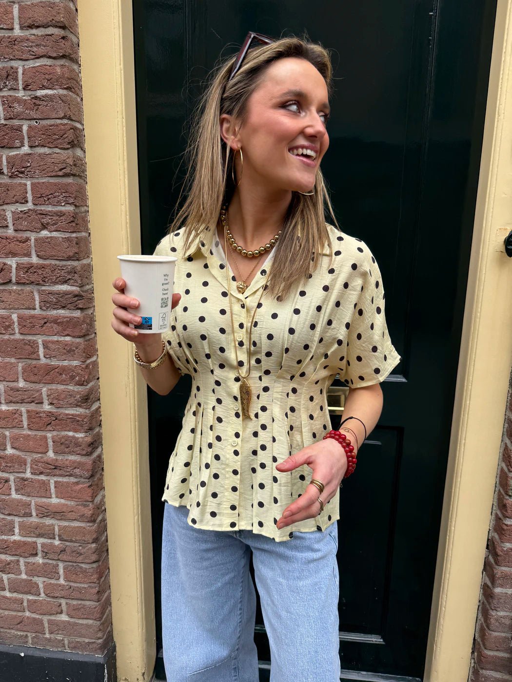 Millie polkadot blouse geel - Project 35