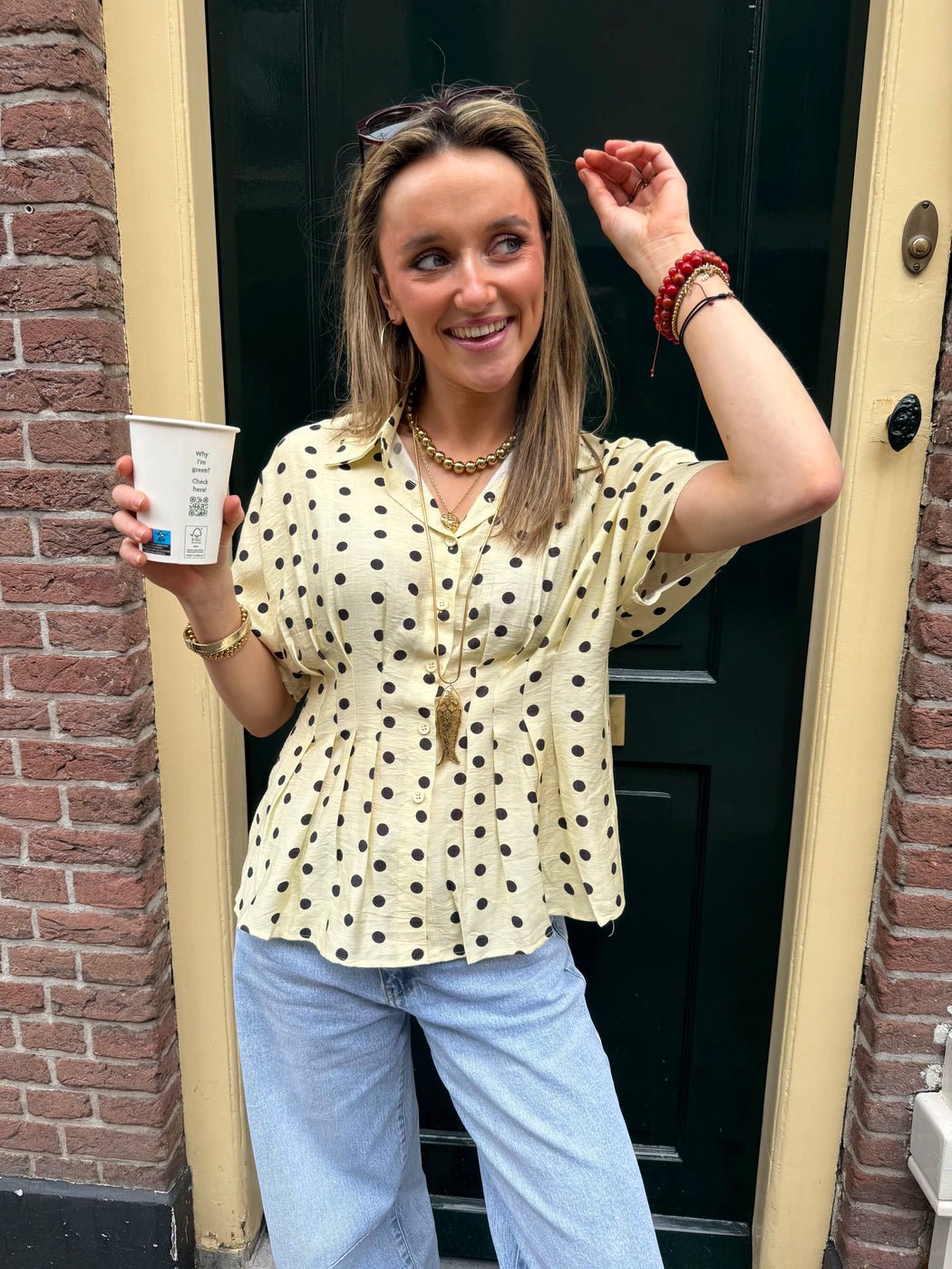 Millie polkadot blouse geel - Project 35