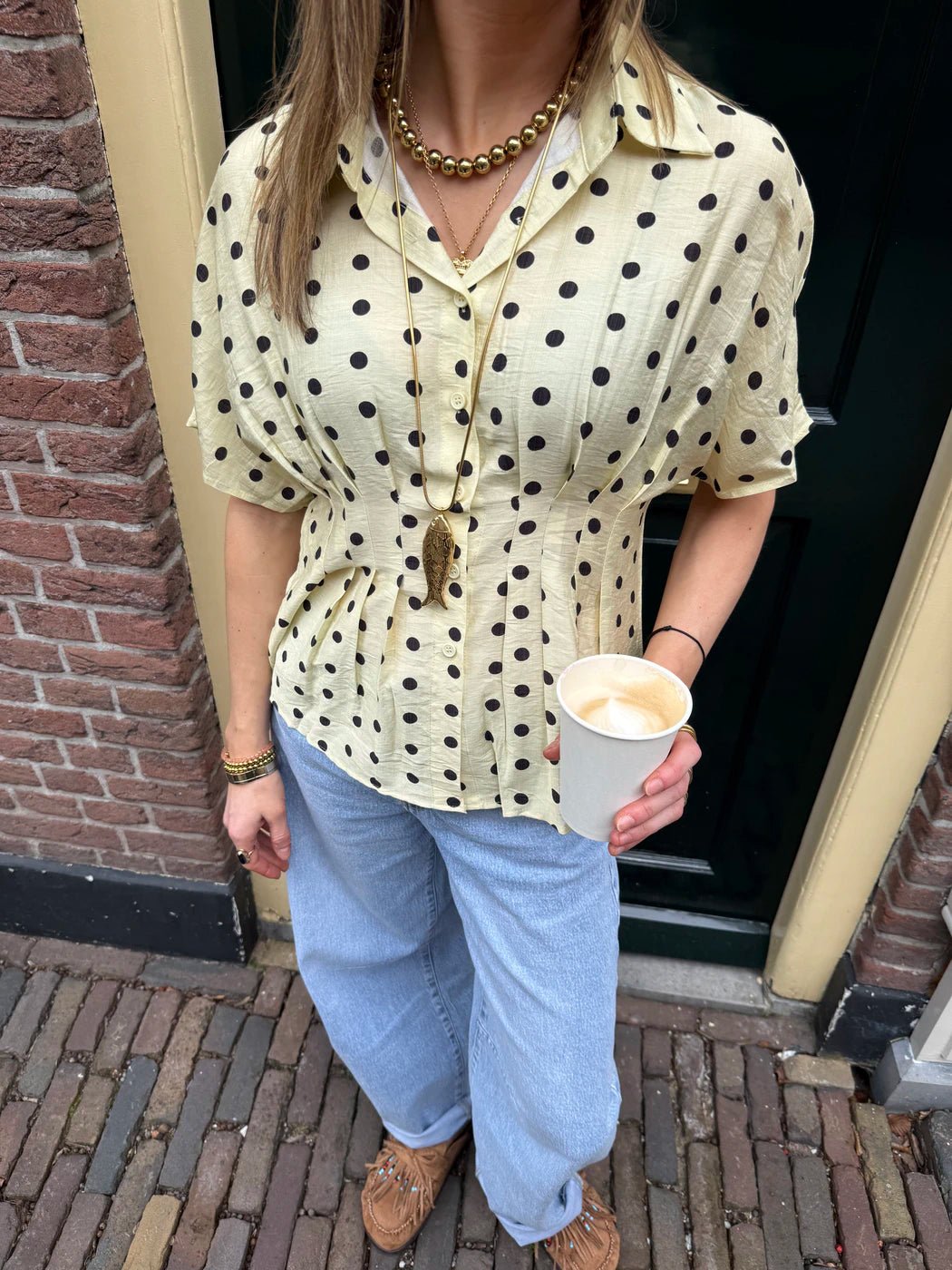 Millie polkadot blouse geel - Project 35
