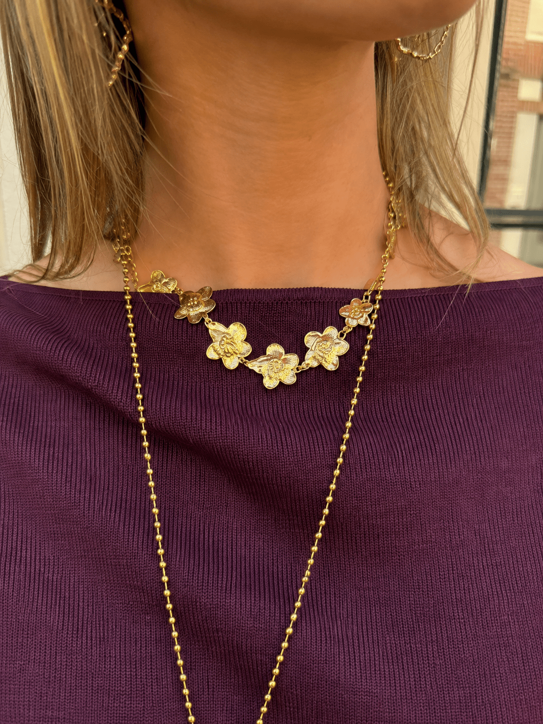 Mini flower necklace gold - Project 35
