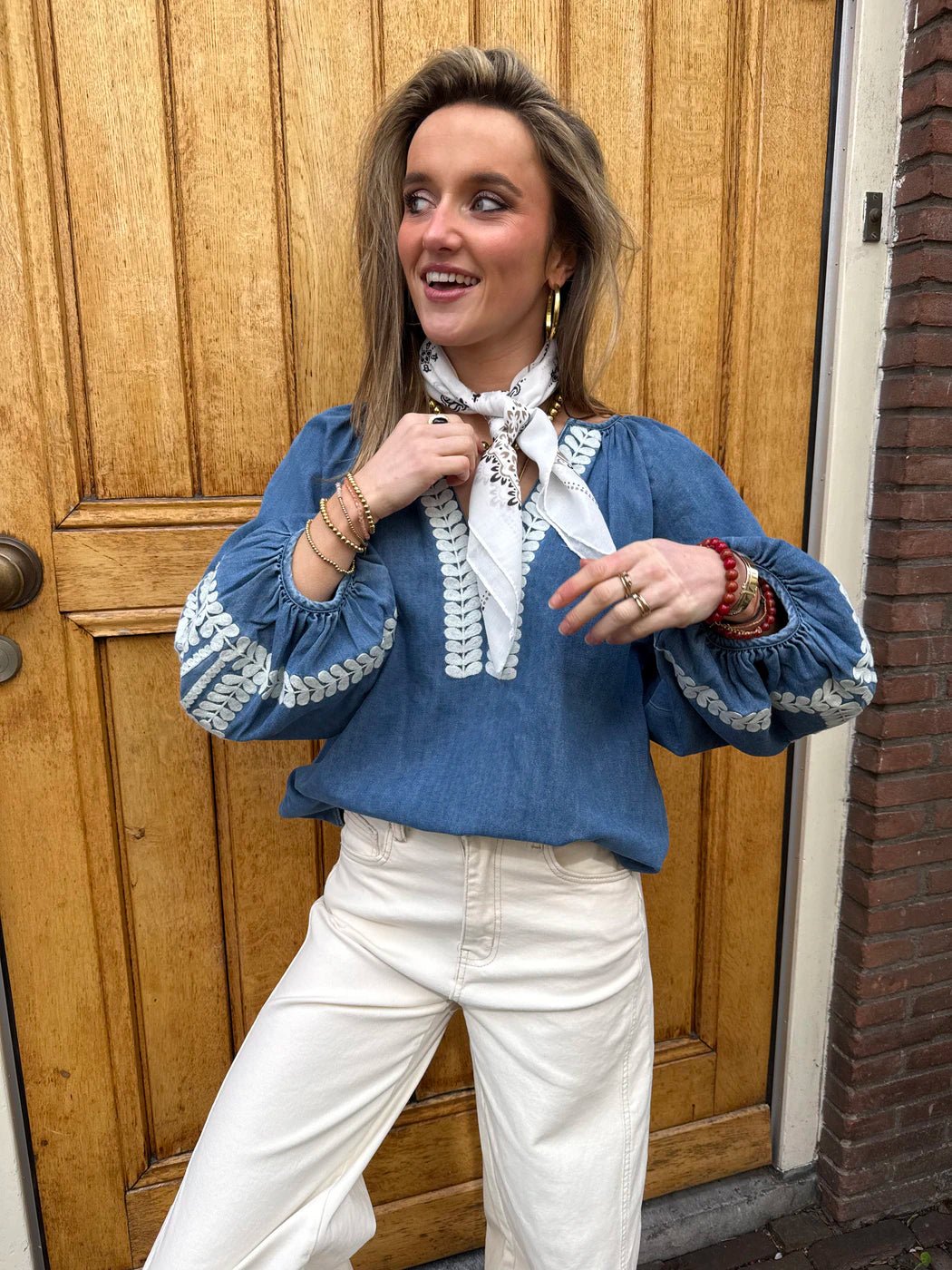 Mira blouse blauw/wit - Project 35