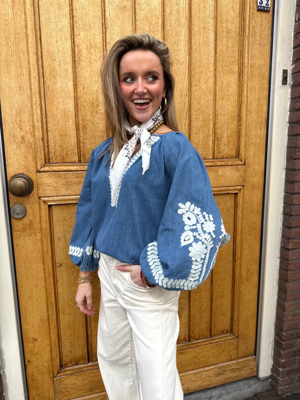 Mira blouse blauw/wit - Project 35