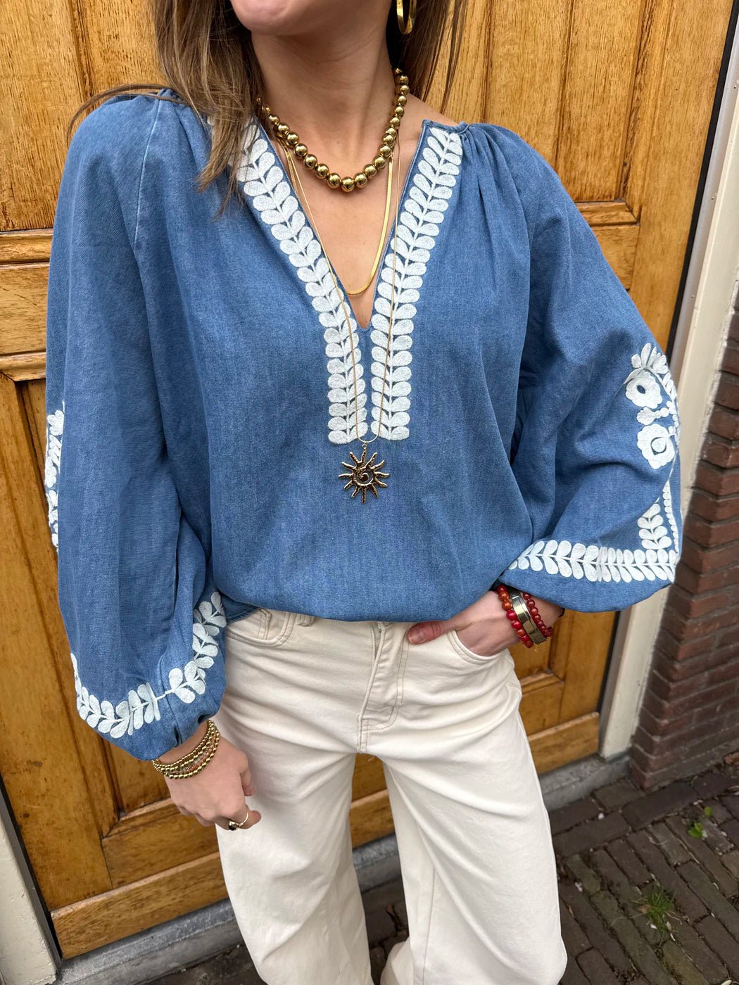 Mira blouse blauw/wit - Project 35