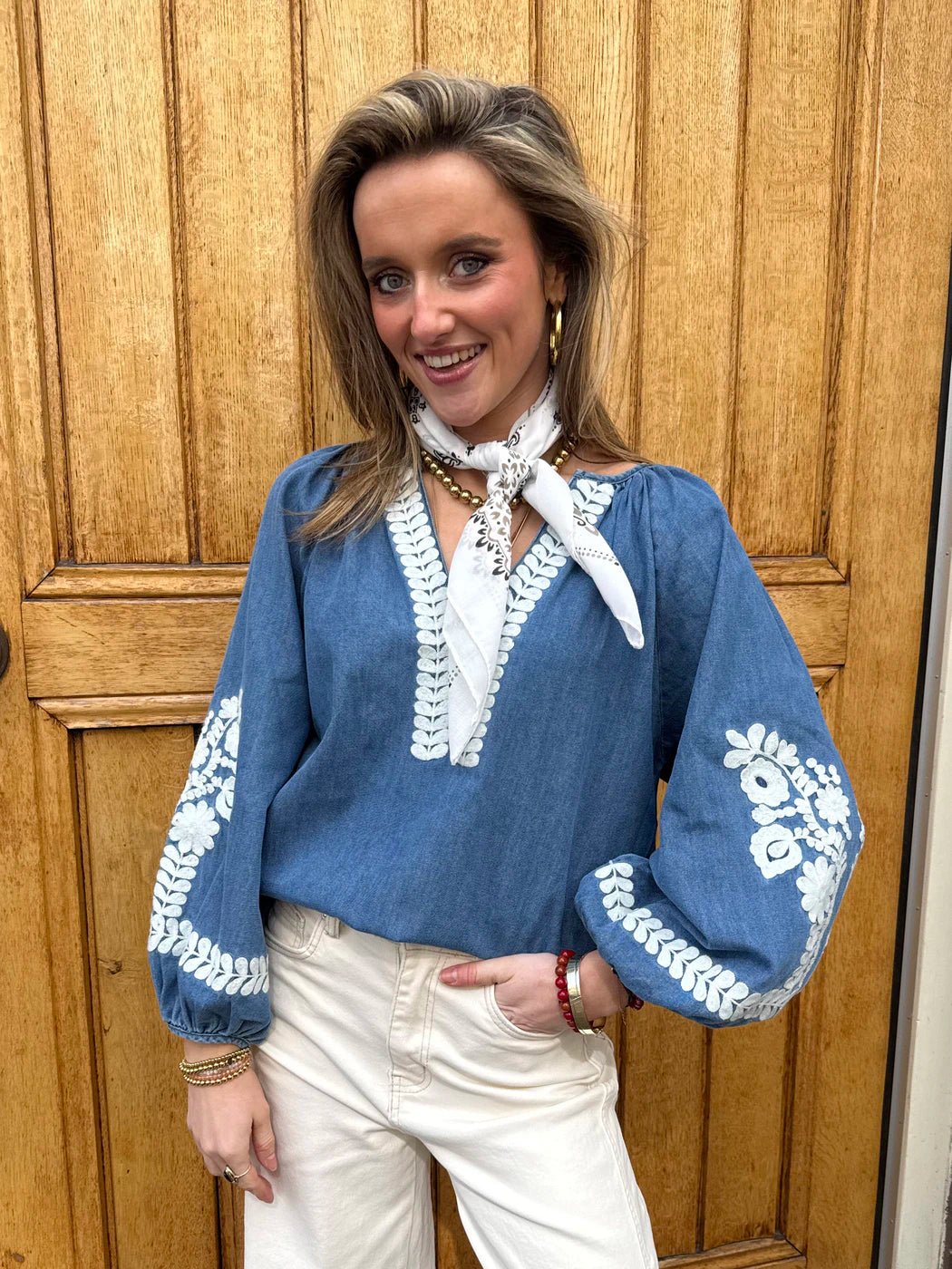 Mira blouse blauw/wit - Project 35