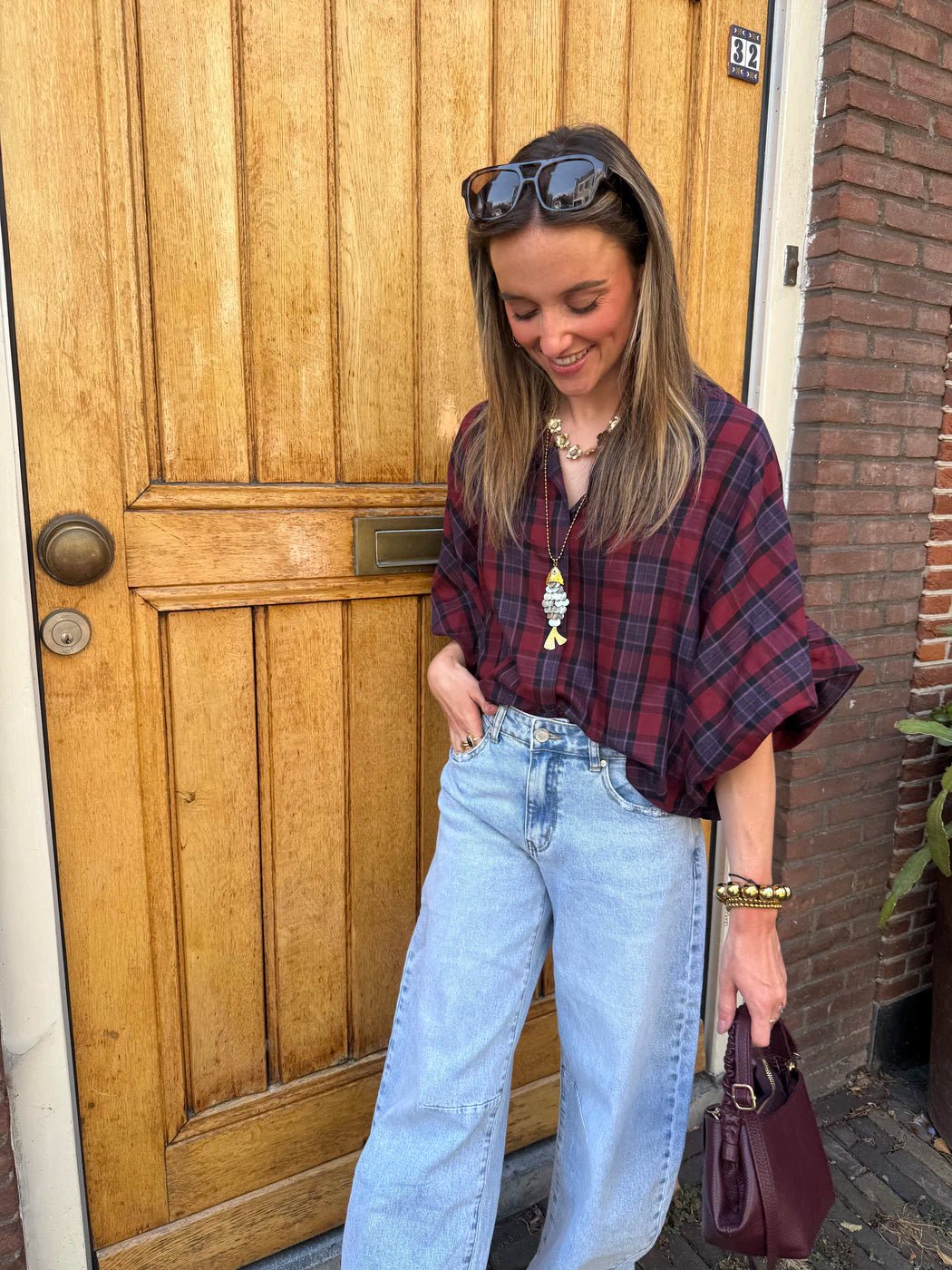 Mira oversized blouse geruit - Project 35