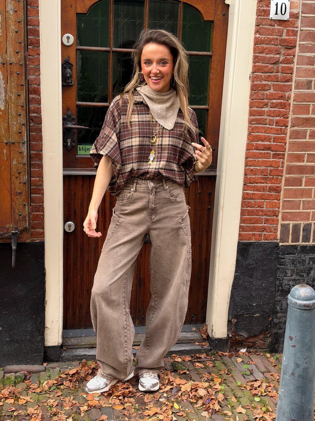 Mira oversized blouse grove ruit bruin - Project 35