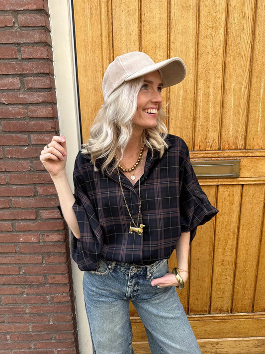 Mira oversized blouse grove ruit bruin - Project 35