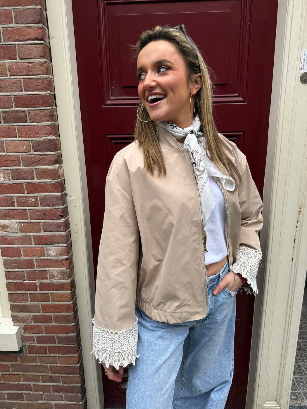 Nina bomber beige broderie - Project 35