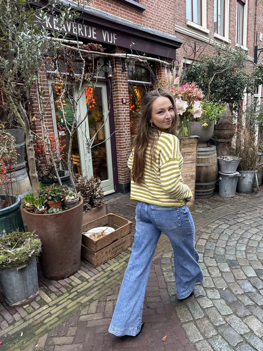 Noa knit green/white striped - Project 35