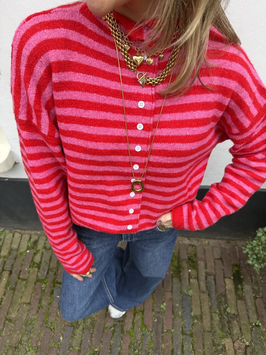 Noa knit pink/red striped - Project 35