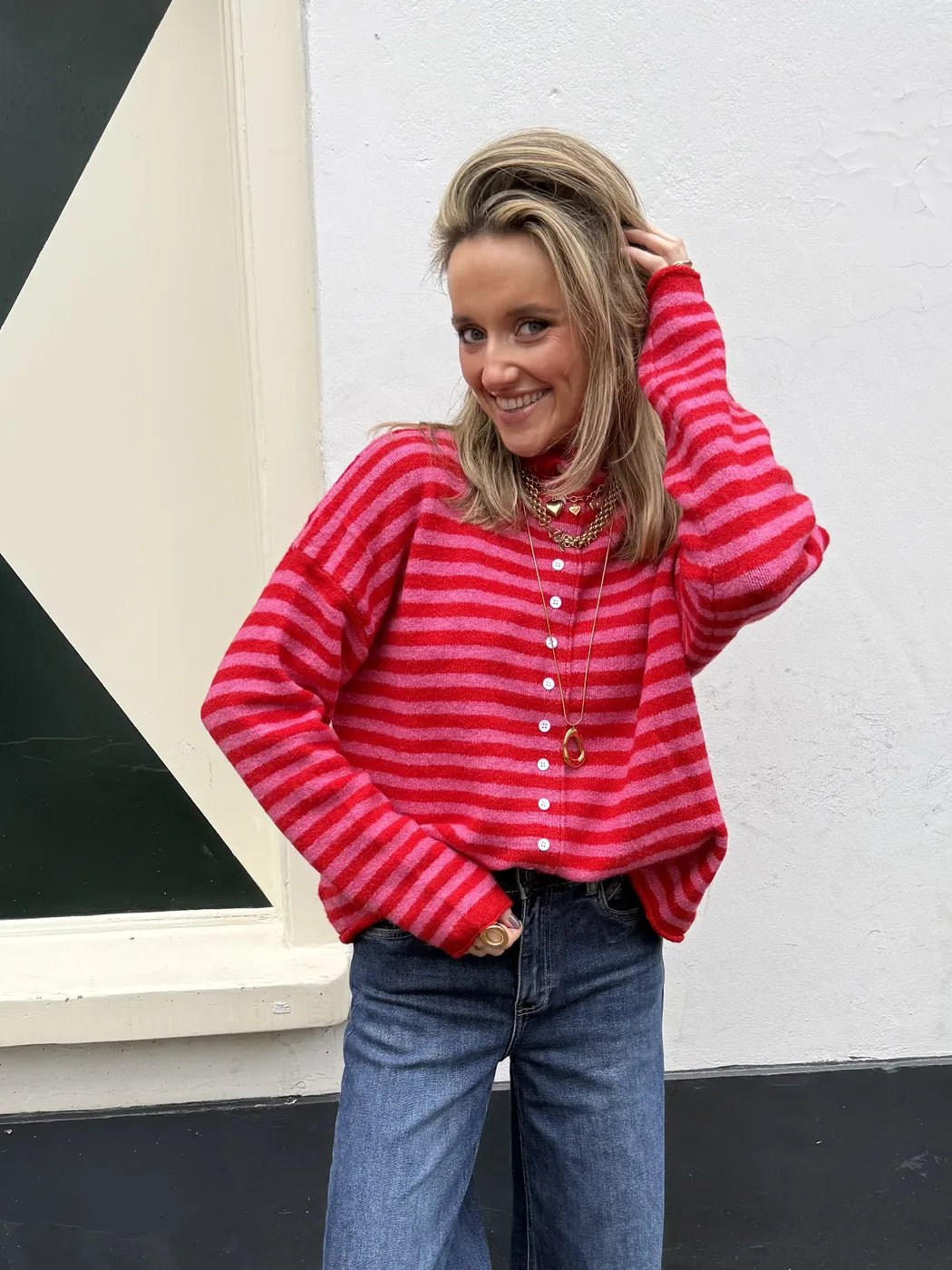 Noa knit pink/red striped - Project 35