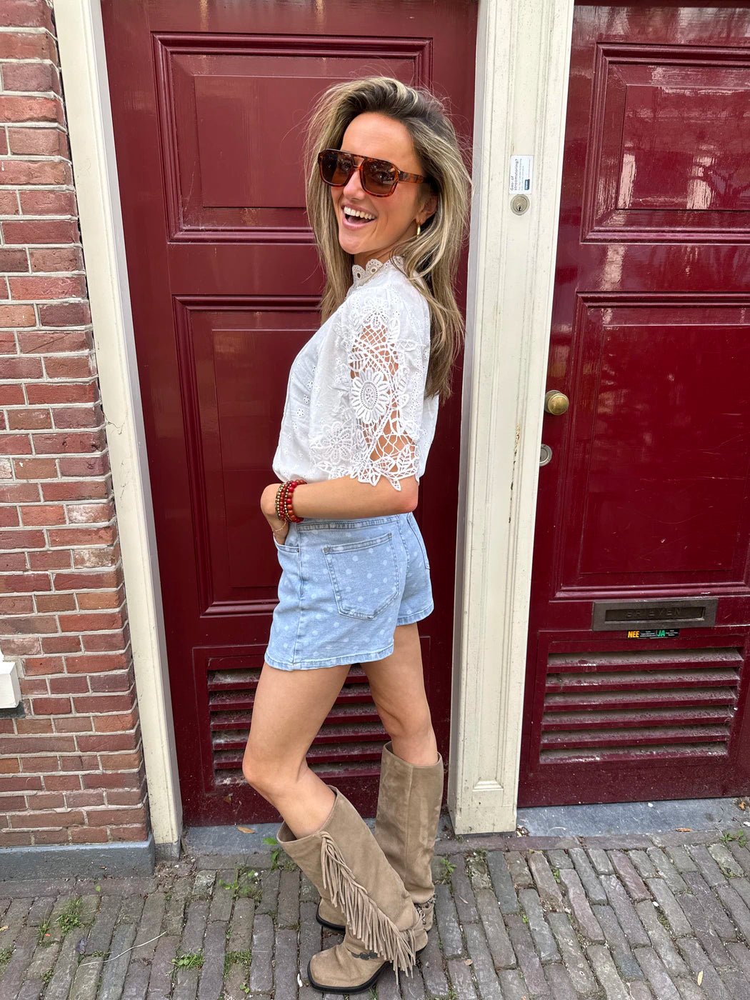 Nola denim polkadot skort - Project 35