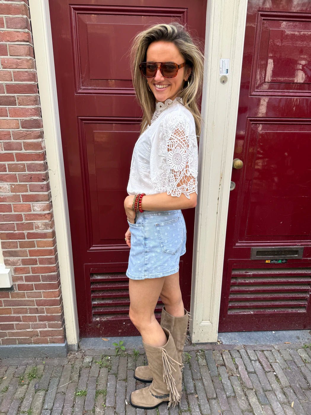 Nola denim polkadot skort - Project 35