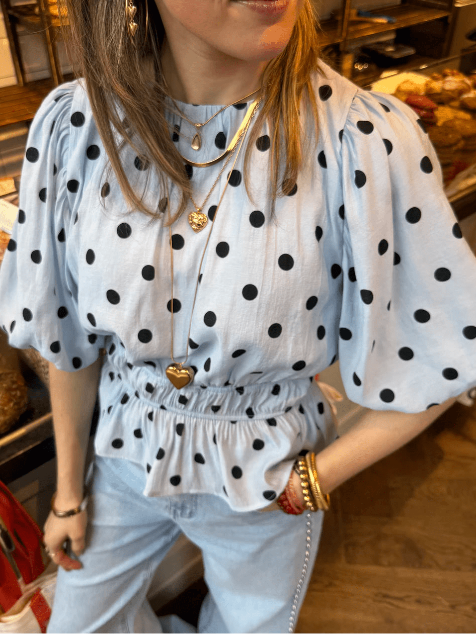 Noor polkadot top light blue - Project 35