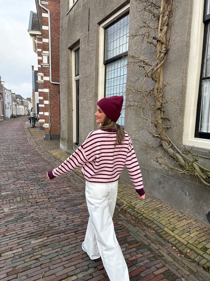Nora trui bordeaux/roze gestreept - Project 35