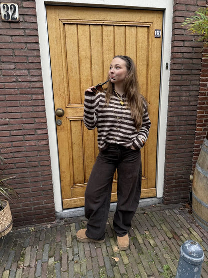 Noumi vest bruin/taupe gestreept - Project 35