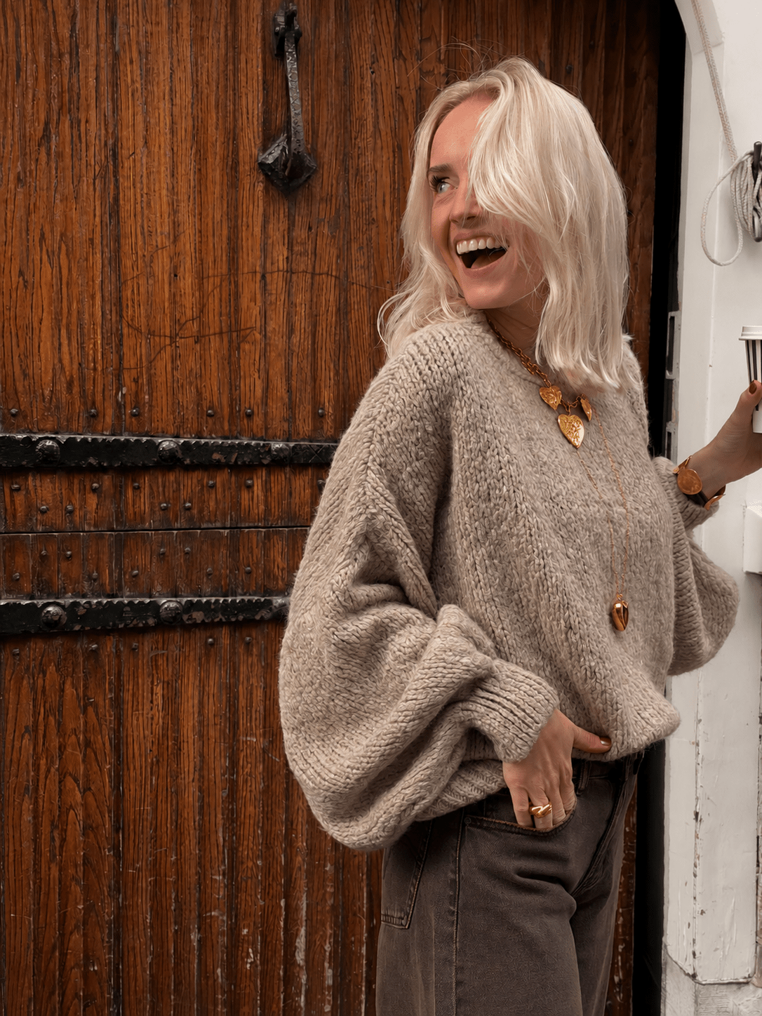Nova gebreide trui oversized beige - Project 35