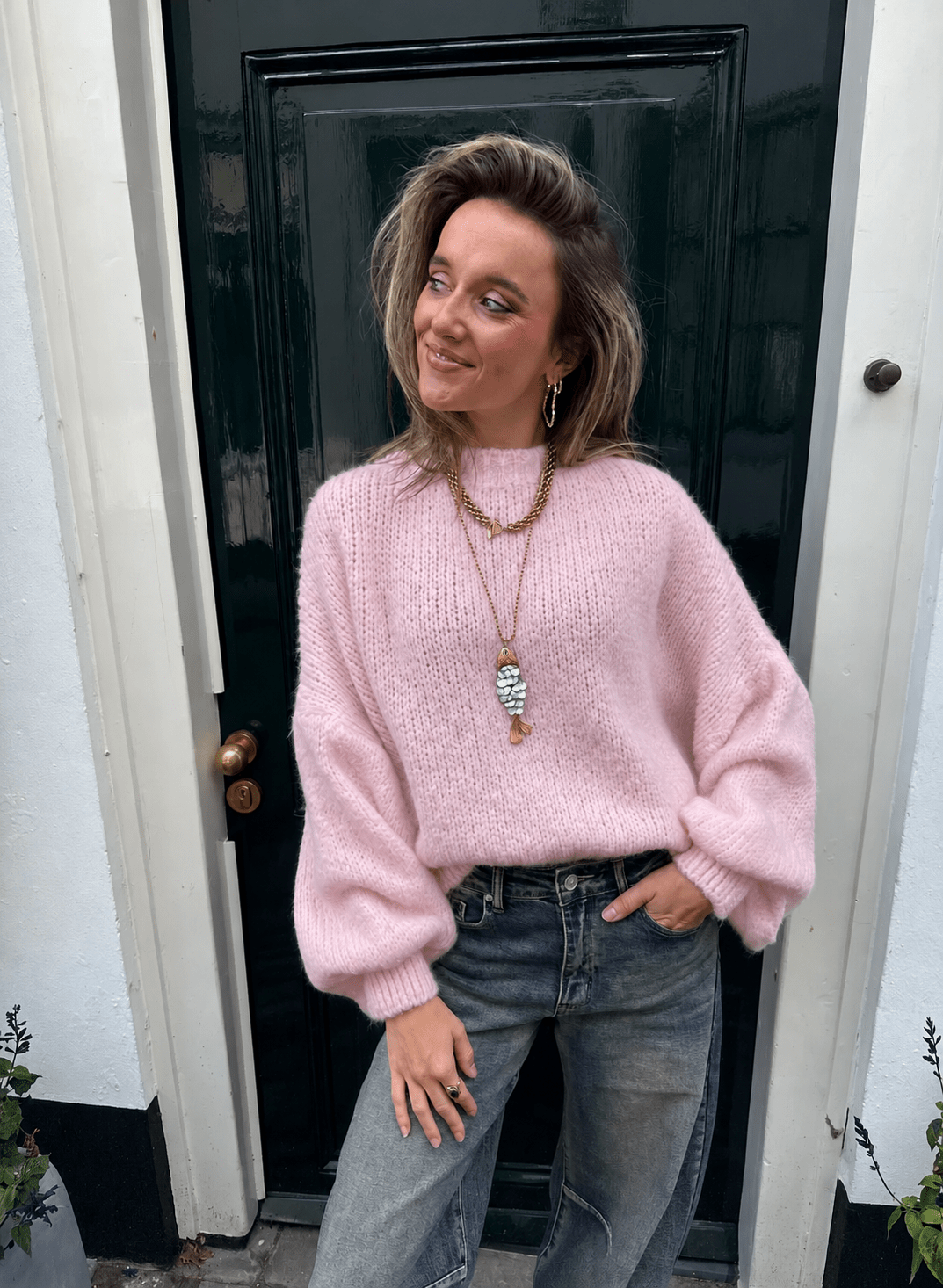 Nova gebreide trui oversized lichtroze - Project 35