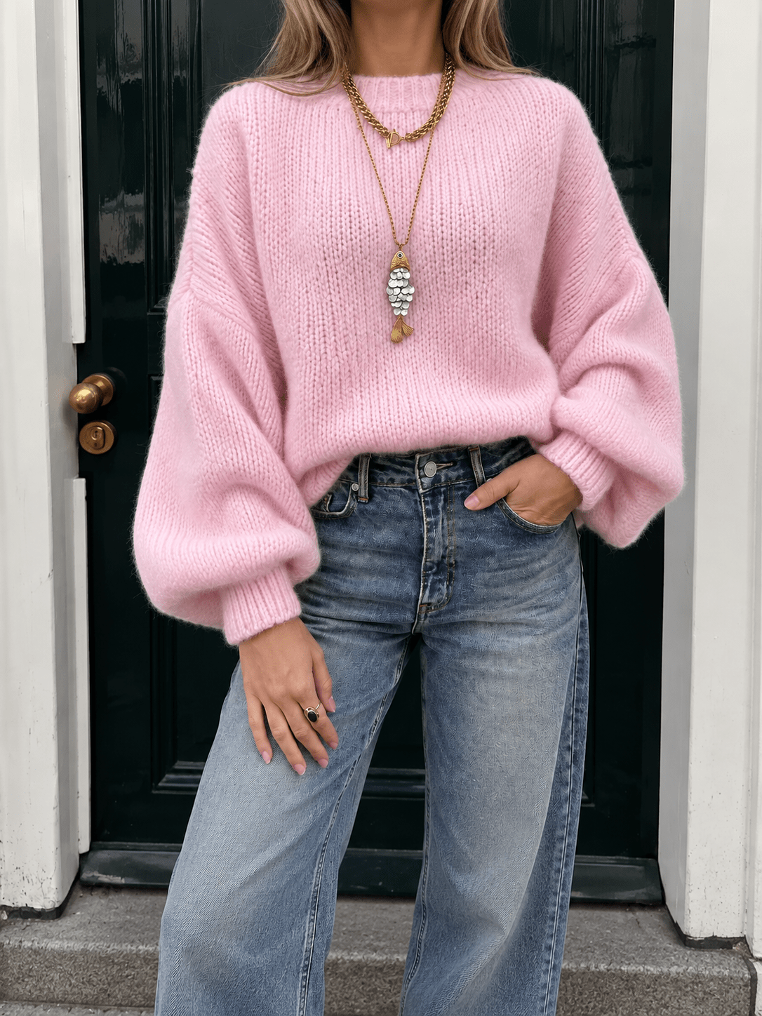Nova gebreide trui oversized lichtroze - Project 35