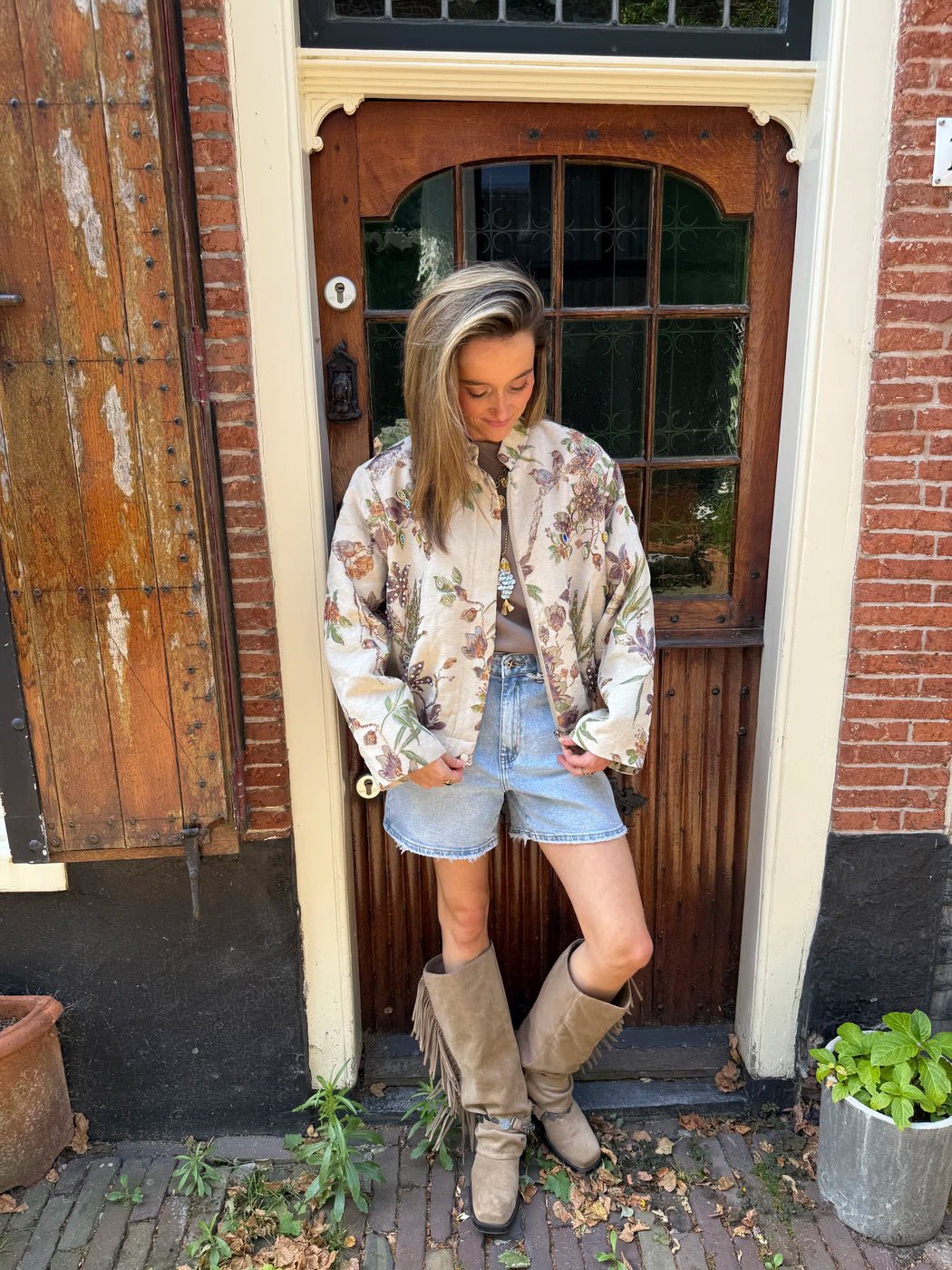 Ollie bomber jasje bloemen & steentjes - Project 35