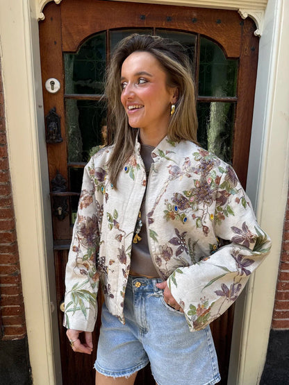 Ollie bomber jasje bloemen & steentjes - Project 35