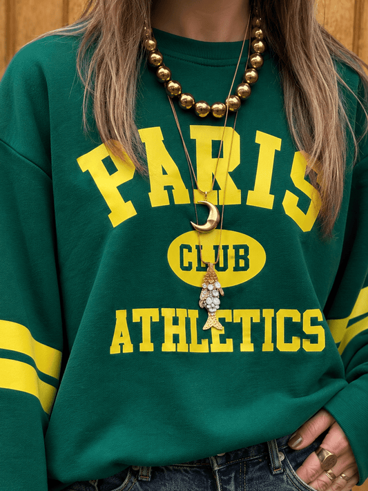 Paris sweater groen/geel print - Project 35