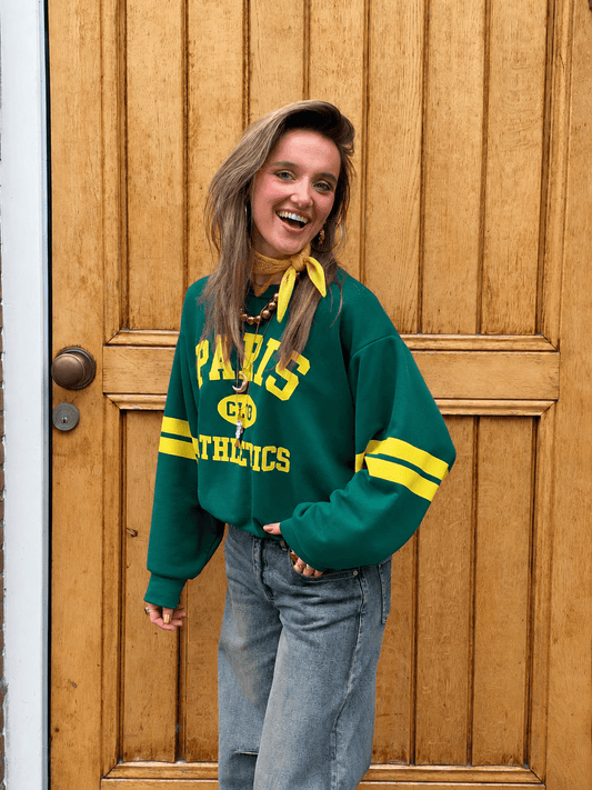 Paris sweater groen/geel print - Project 35