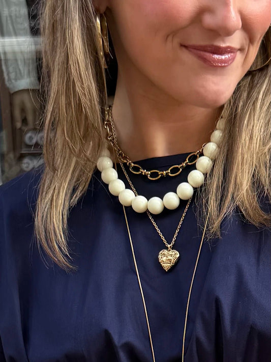 Pip ketting grote kralen crème - Project 35