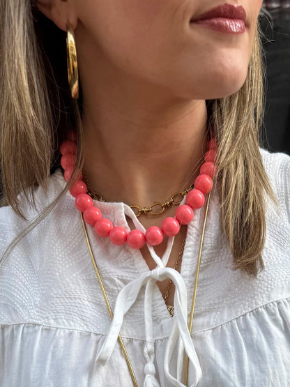 Pip ketting grote kralen koraal - Project 35