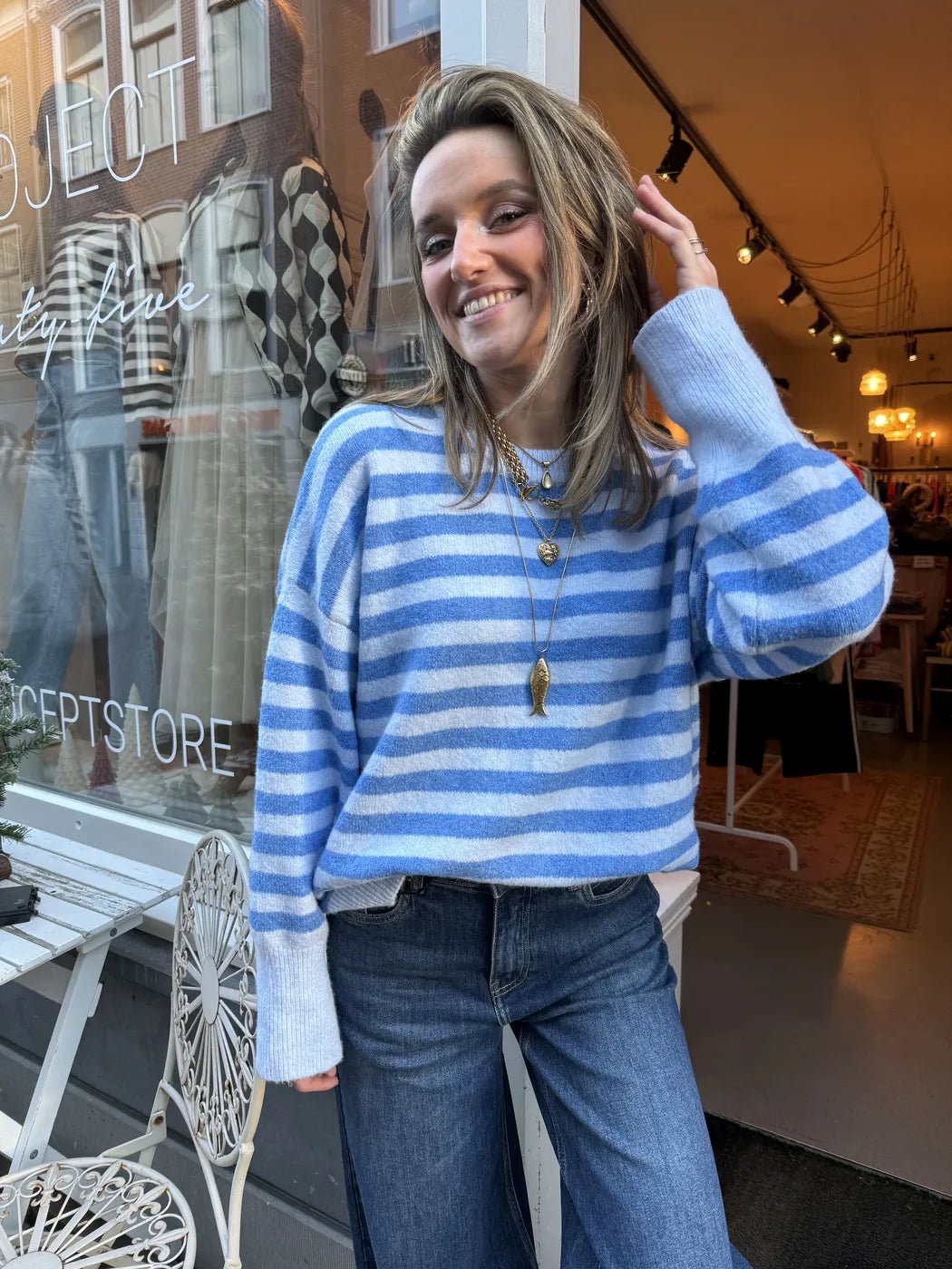 Pippa knit blue striped - Project 35