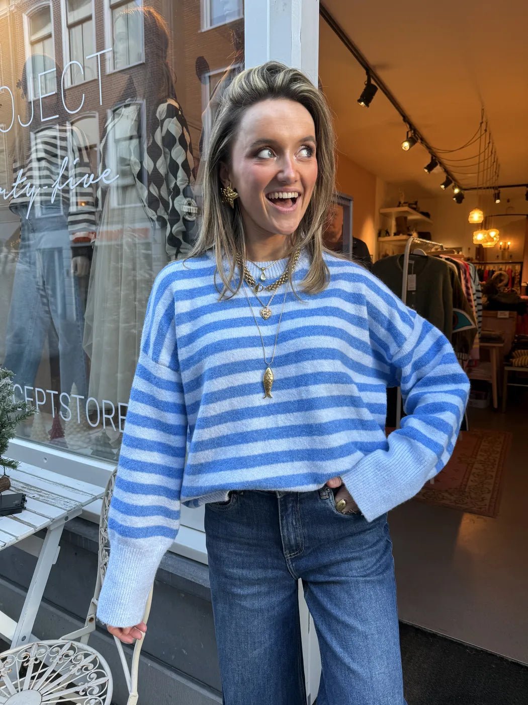 Pippa knit blue striped - Project 35