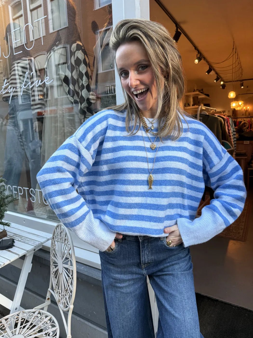 Pippa knit blue striped - Project 35