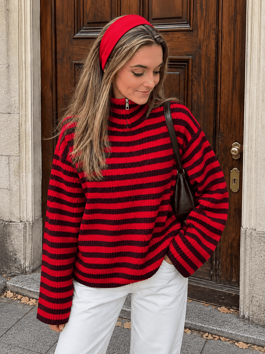 Pixie vest rits gestreept bordeaux/rood - Project 35