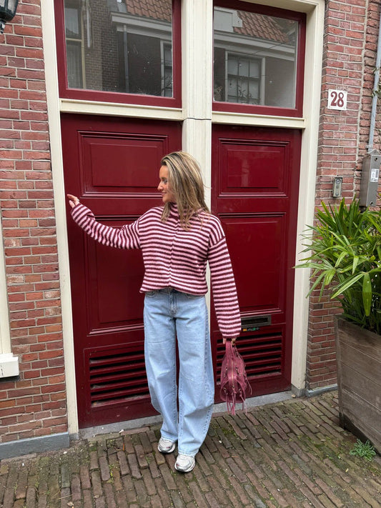 Pixie vest roze/bordeaux gestreept - Project 35