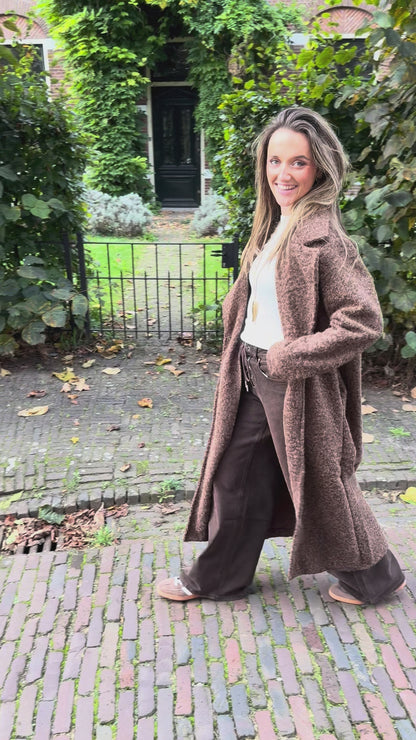 Filou long coat chocolate brown