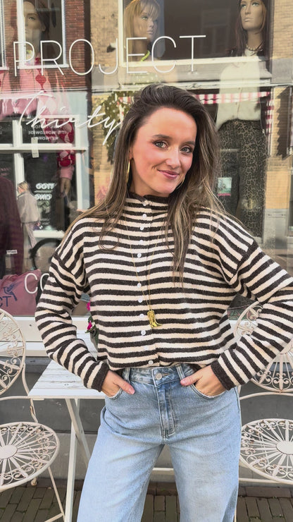Noa knit striped brown/white